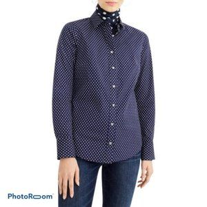 J. Crew Womens Blue Slim Fit Polka Dot Shirt Sz 10